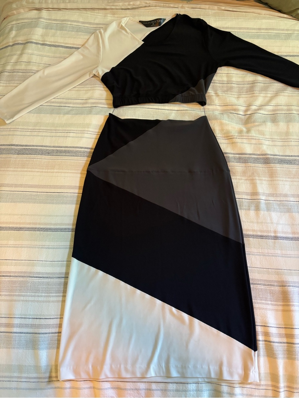 Norma Kamali KAMALIKULTURE Black and White Colorblock Dress Set